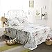 FADFAY Sheet Set King Vintage Rose 100% Cotton Hypoallergenic White and Grey Deep Pocket Fitted Sheet 4-Pieces King