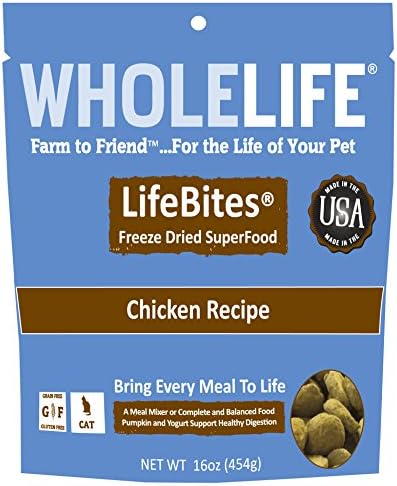 Whole Life Pet LifeBites Chicken Recipe Freeze Dried Food for Cats, 16 oz