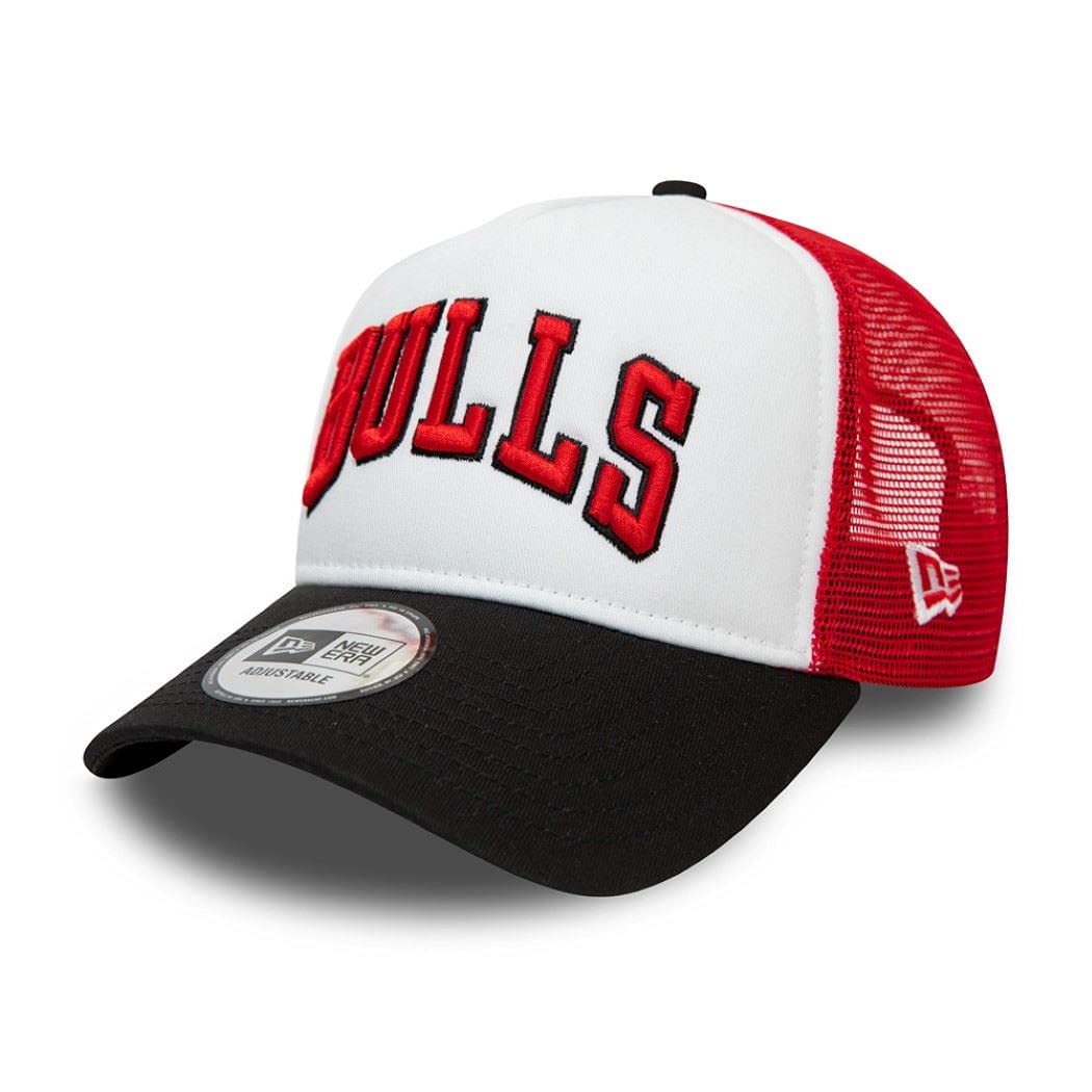 New Era Chicago Bulls White/Red Team Arch A-Frame Adjustable Trucker Cap - One-Size