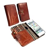 Alston Craig Vintage Leather Wallet RFID Blocking Magnetic Case for iPhone 5/5s - Retail Packaging - Brown