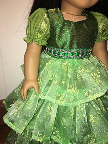 Fits American 18" Girl Doll Clothes St Patrick's Day Outfit Green Layered Skirt Sparkly Dress Clothes Only