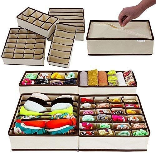 Goank Closet Dresser Drawer Divider, Cream,Set of 4