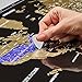 Divalis Scratch off World Map Poster with Flags and US States - Black and Gold - Large, Laminated, Detailed Scratchable Travel World Map - Scratcher, Pins, Thumb Tacks Included - Best Gift by