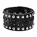 JUSNOVA Black Braided Leather Bracelet for Men Women Punk Gothic Wristband Cuff Bracelet 35mm Wide Adjustable