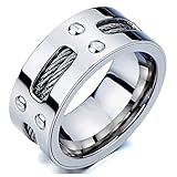 Man's Stainless Steel Ring Wedding Band with Steel Cables and Screws 10mm(28a)