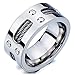 Man’s Stainless Steel Ring Wedding Band with Steel Cables and Screws 10mm(28a)