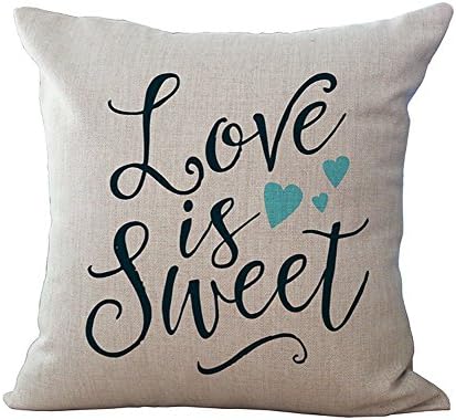 Throw Pillow Covers Decorative Pillow Cases 18 x 18 for Couch Cushion Pillows, Romantic Love is Sweet Home Decor