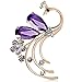 Latigerf Women's Peacock Bird Purple Swarovski Elements Crystal Brooches and Pin Gold Plated for Party