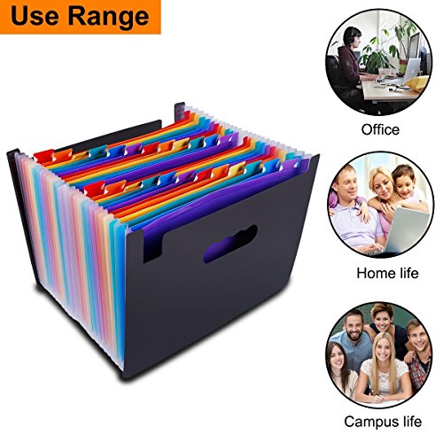 24 Pockets High Capacity Multicolour Accordian File Organizer Portable Stand Expandable Business Accordian Folders Plastic A4 Letter Size Expanding File Folder - Thumbnail 3