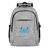 UYIQWCDFPK Crab Cancer Zodiac Sign Blue Travel Laptop Backpack for Men Women Business Backpack with USB Charging Port Design Hiking Backpack