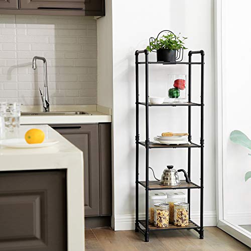 VASAGLE Bathroom Shelf, 5Tier DIY Storage Rack, Industrial Style