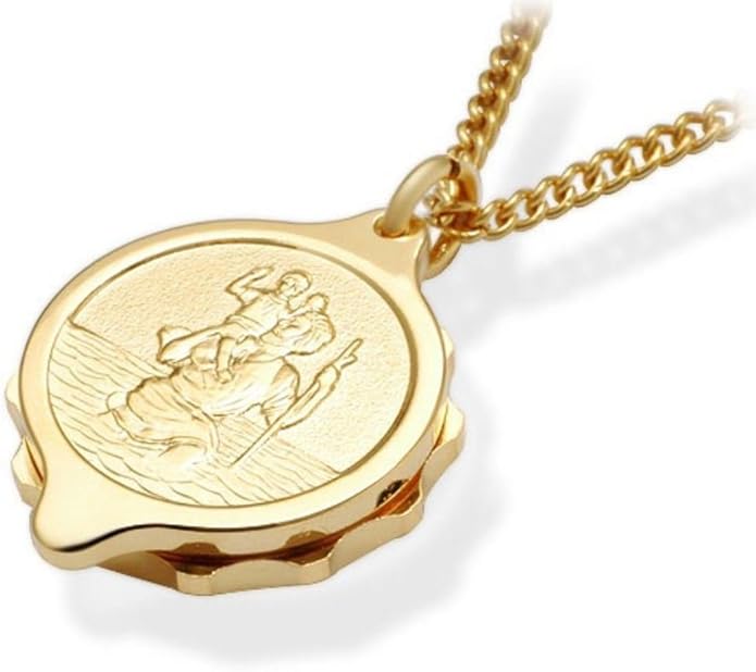 F.Hinds Genuine Yellow Gold Plated St. Christopher SOS Talisman Pendant