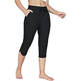 Hiwzffy Women's Swim Capri Pants Board Shorts for Swimming Modest Swimsuits Beach Pants with Pockets Quick Dry UPF50+