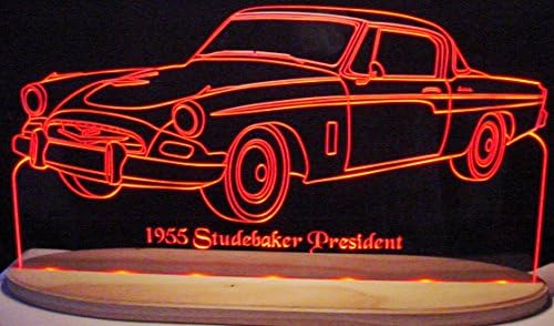 1955 Studebaker President Acrylic Lighted Edge Lit LED Car Sign 13" Light Up Plaque 55 Full Size USA Original