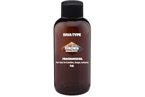 VIRGINIA CANDLE SUPPLY Diva Type Fragrance Oil (Our Version of The Brand Name) (4 oz Bottle) for Candle Making, Soap Making, Tart Making, Room Sprays, Lotions, Car Fresheners, Slime, Bath Bombs