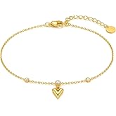 18K Gold-Plated LUXURY Anklet for women with Sparkling Stones and Heart Charm, Adjustable Waterproof Jewelry for Women