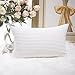 Home Brilliant Oblong Pillow Cover Decorative Striped Corduroy Rectangle Cushion Cover for Couch, Spring Decor 12 x 20 Inch, Pure White