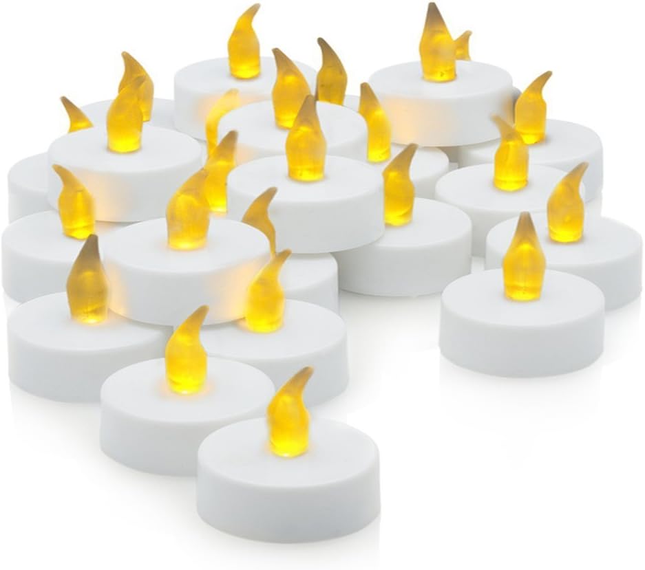 [20-Pack] Flameless LED Tea Light Candles, Realistic, Battery Powered, Unscented LED Candles, Tealights