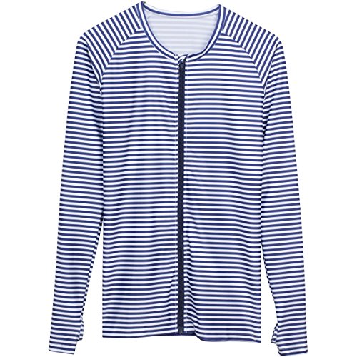 SwimZip Women's Long Sleeve Rash Guard Zip Swim Shirt SPF 50+