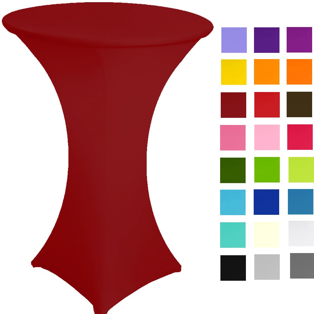 Spandex Poseur Table stretch Cover Cocktail Tablecloth Ø 60 cm 4 legs (red dark)