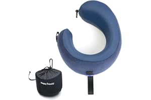 C CUSHION LAB Cushion Lab Travel Pillow, Award-Winning Patented Ergonomic Design for Chin & Neck Support Memory Foam Neck Pillow, Compact Airplane Pillow for Traveling, Flight, Car (Navy, Medium)