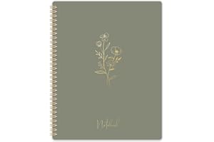 AMOROUD Spiral Notebook - College Ruled Notebook, Notebook Journal, 8.5'' x 10.5'', 55 Sheets/110 Pages, Journal for Women, Journal with Spiral Bound, Inner Pocket, Notebook for Office/School/Home - Green