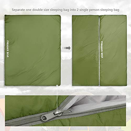 Forbidden Road Double Sleeping Bag Winter -5 ℃/ 23 ℉ 2 Person Waterproof Lightweight Envelope Sleeping Bags 380T Nylon with Free Carrying Bag Perfect - Thumbnail 5