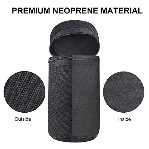 waka [4 Pack] Thick Protective Neoprene Camera Lens Pouch Set, Camera Lens Case Zipper DSLR Camera Lens (Canon, Nikon, Sony, Olympus, Panasonic)- Small, Medium, Large, Extra Large - Thumbnail 3