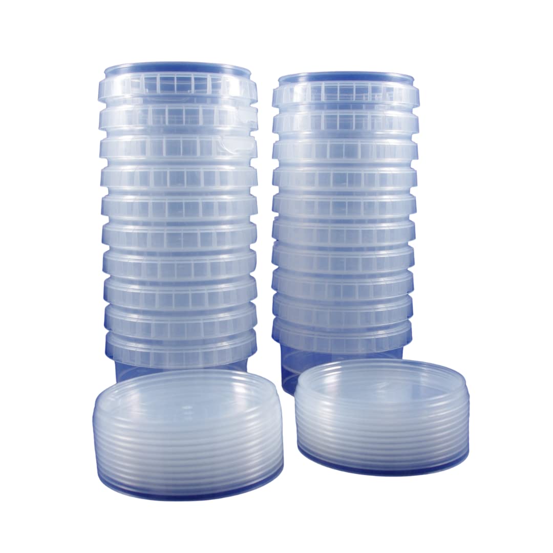 20x universal plastic containers, industry standard, round, with lids, diameter: 95 mm, capacity: 240 ml