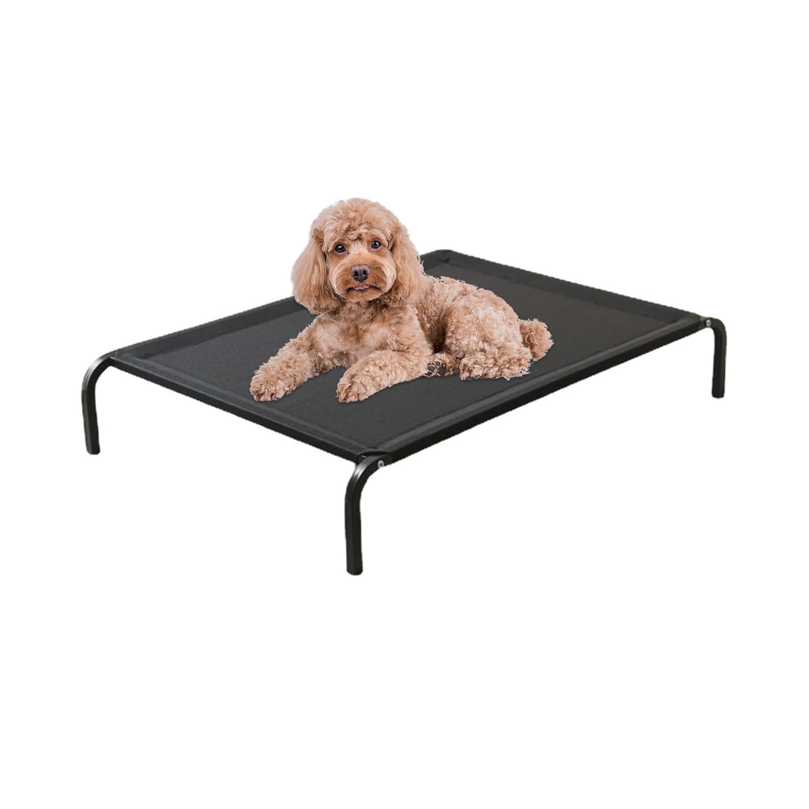 CEIEVER Outdoor Elevated Dog Bed, Elevated Waterproof Dog Bed with Washable Breathable Mesh,Cooling Raised Dog Cots Beds with No-slip Feet Chew Proof Standing Pet Bed for Large Dogs (S-68X53X15CM)
