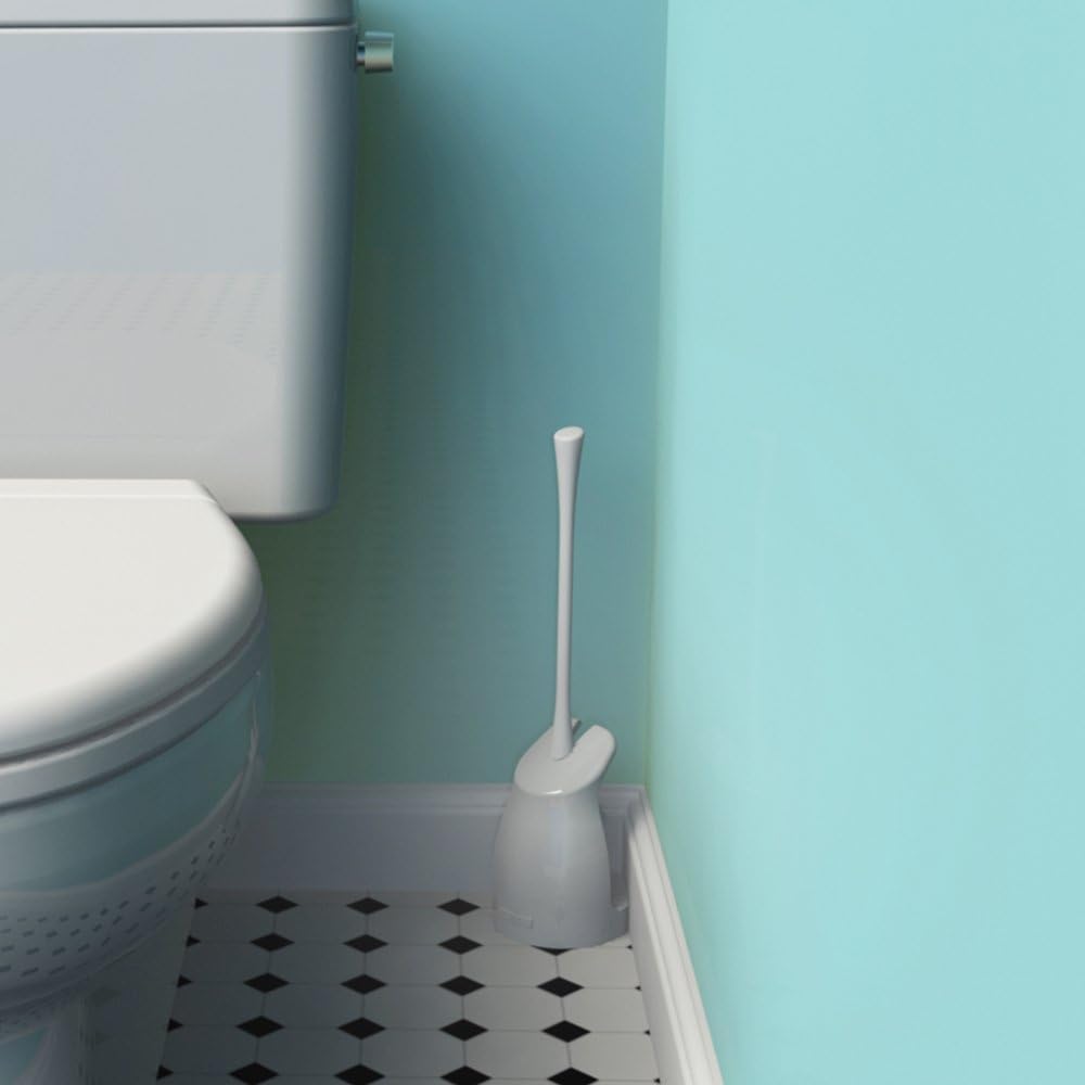Casabella Toilet Bowl Brush with Holder Set, White: Home & Kitchen