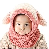 Christmas Gift, Egmy Winter Baby Kids Girls Boys Warm Woolen Coif Hood Scarf Caps Hats (Pink)