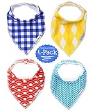 B.B. Baby Bibs 4-Pack by Bodacious Bambino | Drool Bandana Bibs for Boys | Drooling Bibs with Style