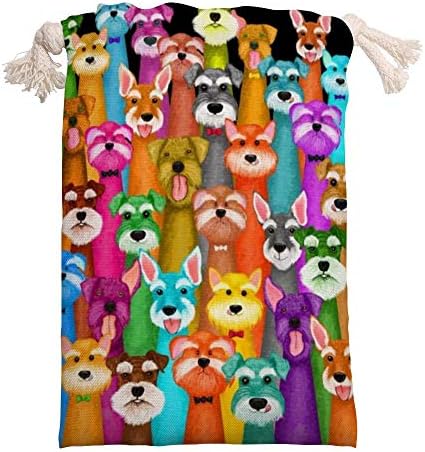 カラフルなシュナウザー 巾着袋 ブランド激安セール会場 収納袋 ギフトバッグ 小物入れ 収納バッグ ラッピング袋 旅行 ミニポーチ ジュエリーポーチ 小物収納 防水 軽量