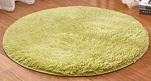Happy Cool 55.0" Round Long Wool Mat Runner Floor Rug Shaggy Oval Doormat Entry Carpet Front Entrance Indoor Outdoor Mats for Children Kid Play Room Decor Decorative Living Room Green