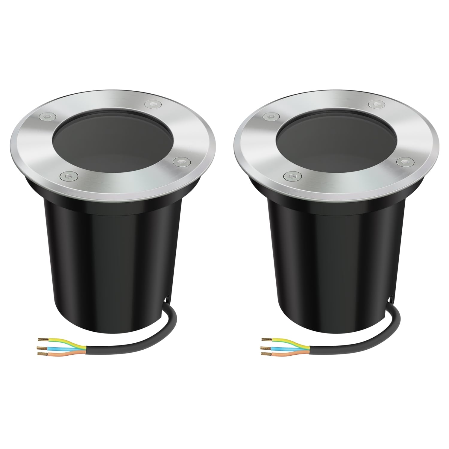 ledscom.de 2 pcs. Ground recessed Light BOLI for Outdoors, IP67, Stainless Steel, Round, 108mm Ø, 1x GU10 max. 15W — image 1