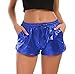 Tandisk Women's Yoga Hot Shorts Shiny Metallic Pants with Elastic Drawstring