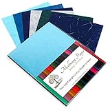 Mulberry Kozo Paper in 6 Blue Shades for Arts, Crafts and Scrapbooking (24 Sheets of 8.5