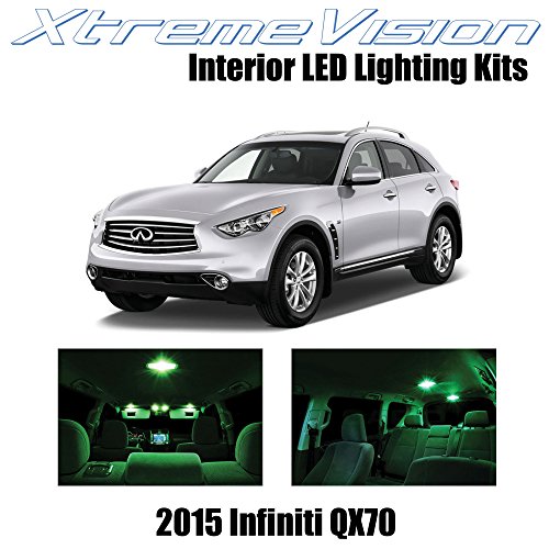 XtremeVision Infiniti QX70 2015+ (12 Pieces) Green Premium Interior LED Kit Package + Installation Tool