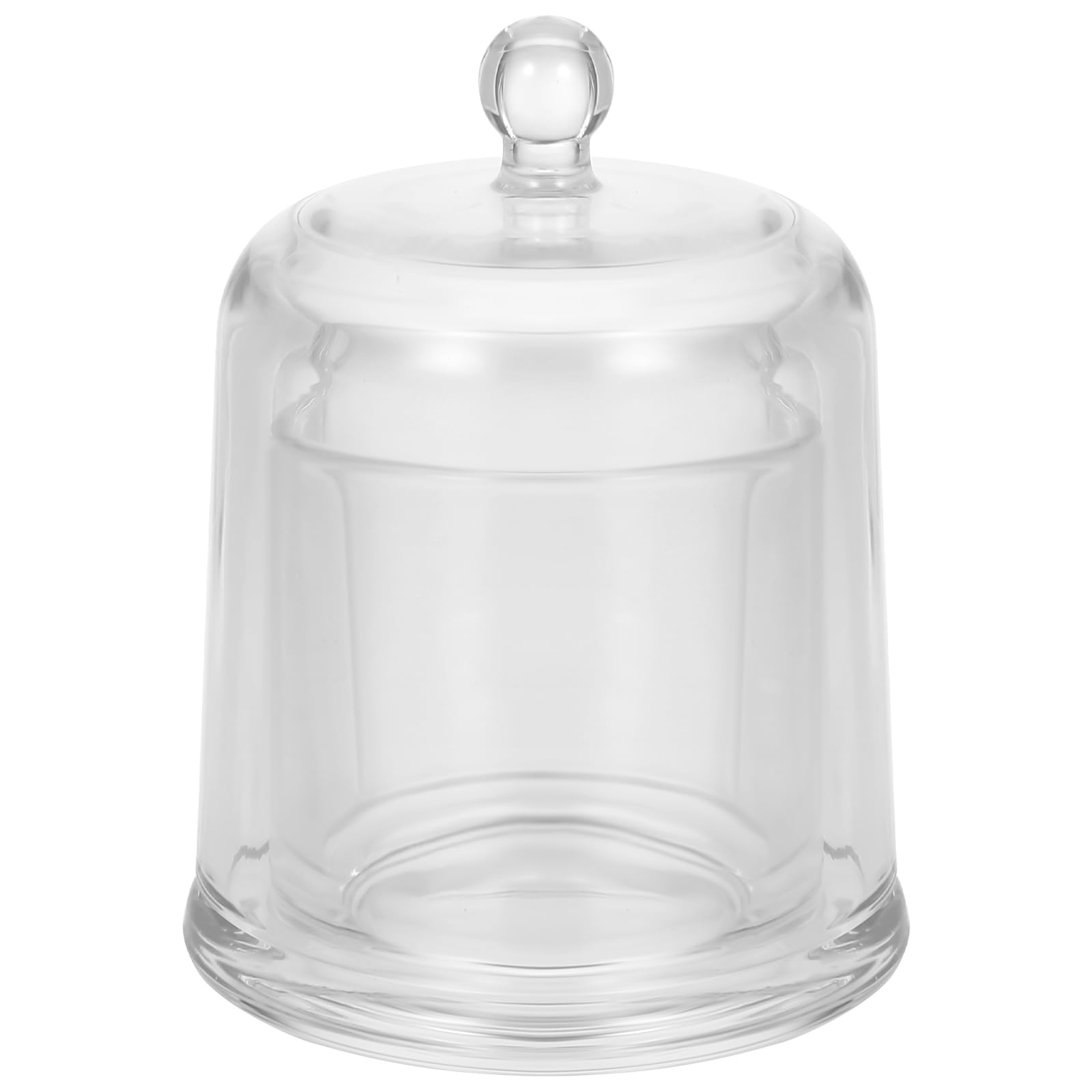HOMSFOU Glass Candy Jar with Lid Small Transparent Glass Dome Butter Dish Candle Holder for Home Office Wedding Decor 4.57X3.54X3.54In