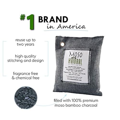 Moso Natural Air Purifying Bag. Odor Eliminator for Cars, Closets, Bathrooms and Pet Areas. Captures and Eliminates Odors. Charcoal Color, 200-G Automotive, Interior Accessories, Air Fresheners