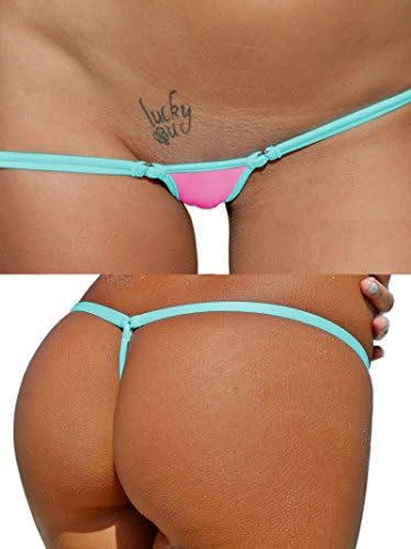 SEXY MICRO THONG Y BACK BABYPINK AND TURQUOISE WOMANS BIKINI BOTTOM STRING KNICKER