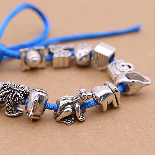 image for BigOtters 80 Pcs Big Hole Beads, Antique Metal Beads Charm Pendant for