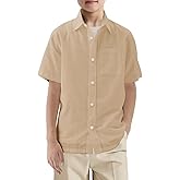 Haloumoning Boys Short Sleeve Button Down Shirt Kids Dress Shirts Formal Uniform Shirt with Pocket 5-14 Years