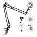 Upgraded Adjustable Microphone Suspension Boom Scissor Arm Stand with Shock Mount Mic Clip Holder 3/8'' to 5/8'' Screw Adapter -for Blue Yeti, Snowball & Other Microphones (stand with adapter)