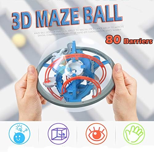 Armilum Toys 3D Maze Toy,Labyrinth Puzzle Brain Teaser Game 3D Maze Ball Toy 80 Barriers for Kids Gift