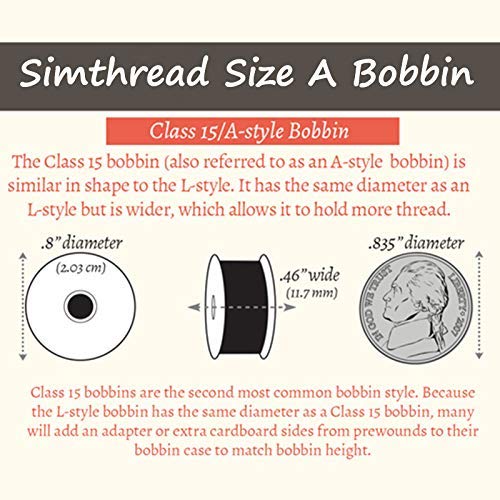 Simthread 144pcs Embroidery Pre-Wound Bobbins Thread, Class 15 Type A Size SA156, Polyester White 60 wt, Compatible with Bernina Pfaff Ambition BabyLock Brother Embroidery Sewing Machines Plastic Side