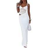 BORIFLORS Women's Sexy Bodycon V Neck Spaghetti Strap Maxi Dress Elegant Backless Cocktail Evening Party Long Formal Dresses