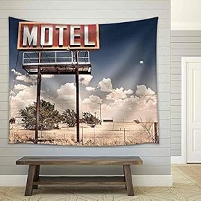 Old Motel Sign - Fabric Wall Tapestry Home Decor - 51x60 inches