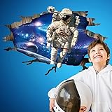 Ryuan 3D Astronaut in Outer Space Wall Decal Sticker Kids Room Decoration（35.3